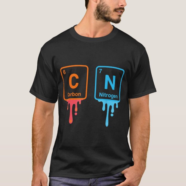 Carbon Nitrogen Science Design Fun Chemistry Lover T Shirt (Framsida)