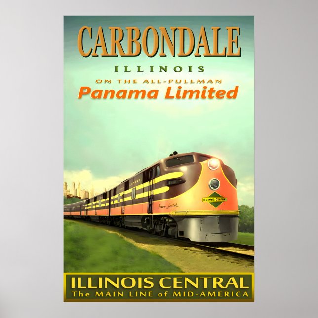CARBONDALE Illinois Central Railroad PANAMA Poster (Framsidan)
