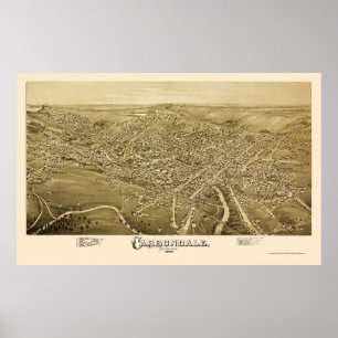 Carbondale panorama- karta för PA - 1890 Poster
