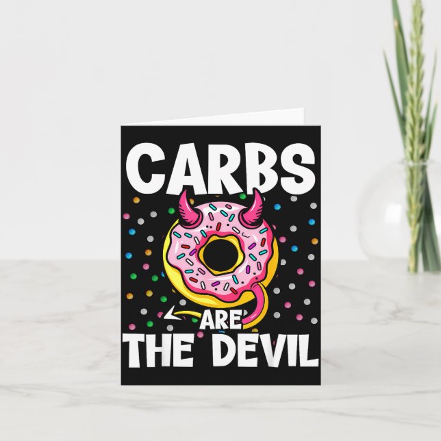 Carbs Are The Devil Funny Donut Diet New Year's Re Kort (Framsida)