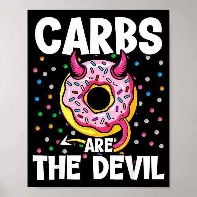 Carbs Are The Devil Funny Donut Diet New Year's Re Poster (Framsidan)