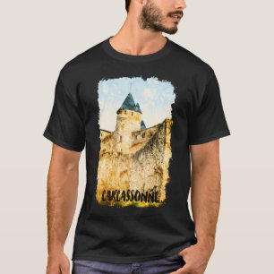 Carcassonne Frankrike City Watercolor T Shirt