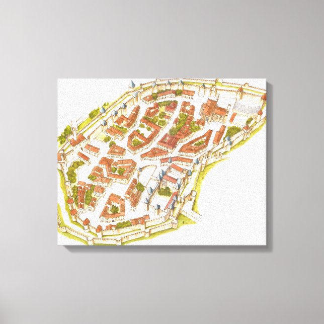 Carcassonne Frankrike. Flygvy Canvastryck (Framsida)