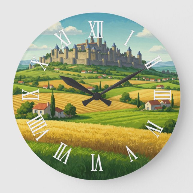 Carcassonne Frankrike Resa Stor Klocka (Framsida)