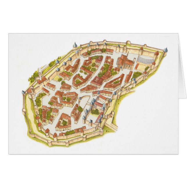 Carcassonne frankriken. Antennen beskådar Hälsningskort (Framsidan Horizontal)