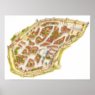 Carcassonne frankriken. Antennen beskådar Poster