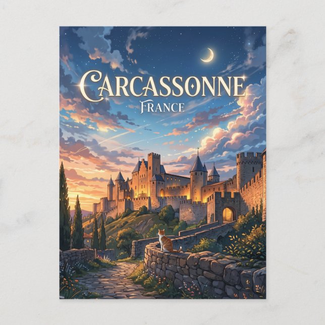 Carcassonne medeltida stad Frankrike Vykort (Framsida)