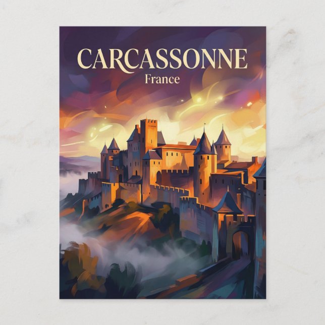 Carcassonne medeltidsstad Frankrike Vykort (Framsida)