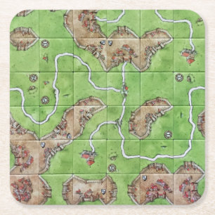 Carcassonne Tile Underlägg Papper Kvadrat