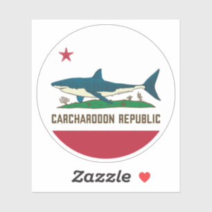 Carcharodon Republic California Flagga White Shark Klistermärken
