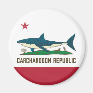 Carcharodon Republic California Flagga White Shark Magnet