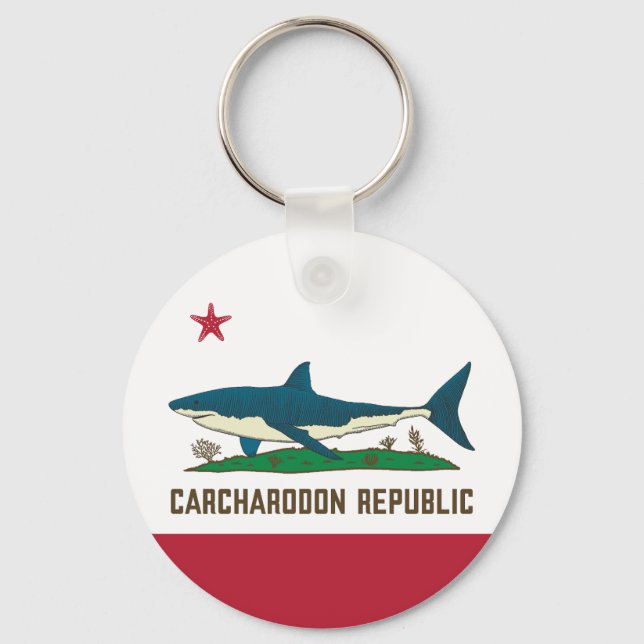 Carcharodon Republic California Flagga White Shark Nyckelring (Framsida)