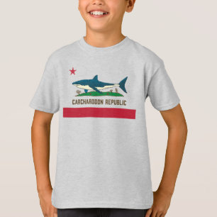 Carcharodon Republic California Flagga White Shark T Shirt