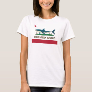 Carcharodon Republic California Flagga White Shark T Shirt