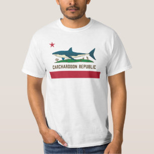Carcharodon Republic California Flagga White Shark T Shirt