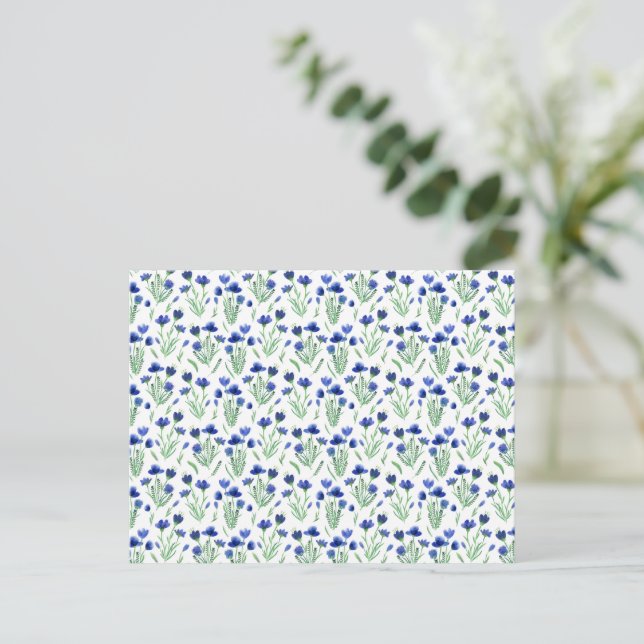 Card (10,8 x 14,2 cm) - Blue Floral Pattern Vykort (Stående Fram)