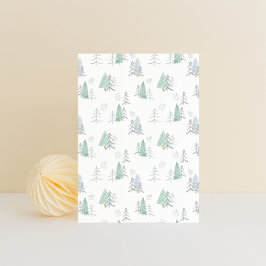 Card (10,8 x 14,2 cm) - Christmas Trees Pattern Vykort
