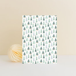 Card (10,8 x 14,2 cm) - Christmas Trees Pattern Vykort