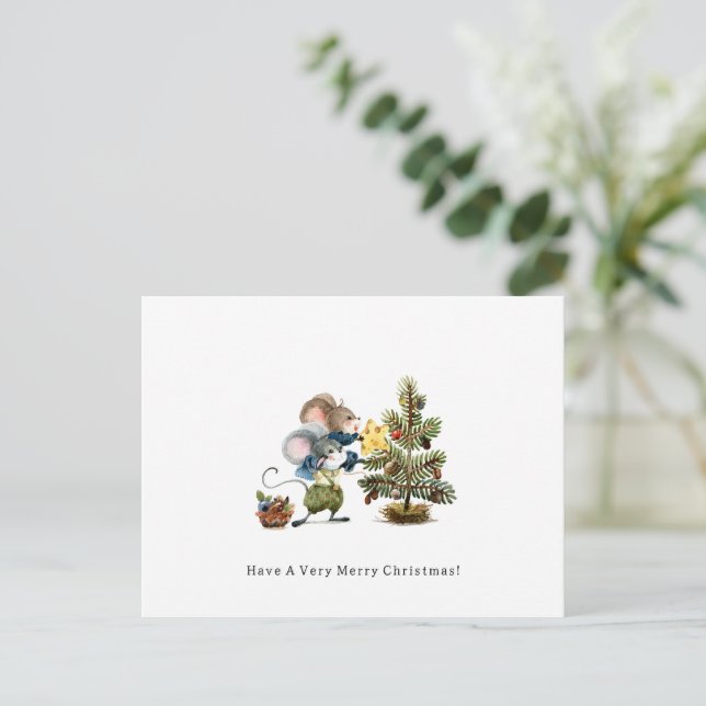 Card (10,8 x 14,2 cm) - Two Little Mice Christmas Vykort (Stående Fram)