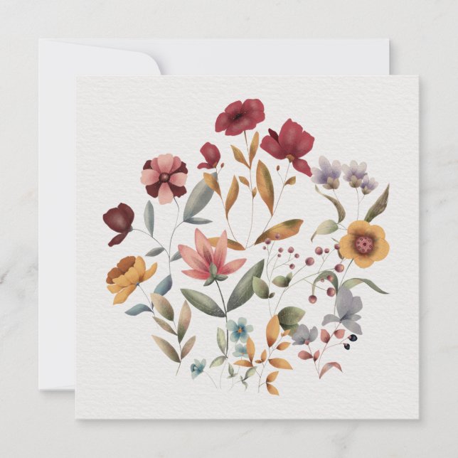 Card (13,3x13,3cm) - Flowers Kort (Framsida)