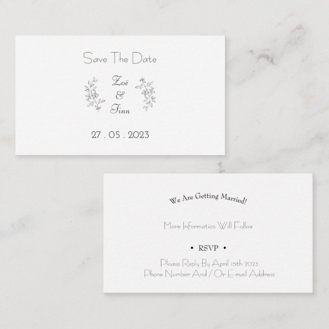 Card (8,9 x 5,1 cm) - Save The Date Anteckningskort (Fram/baksida)