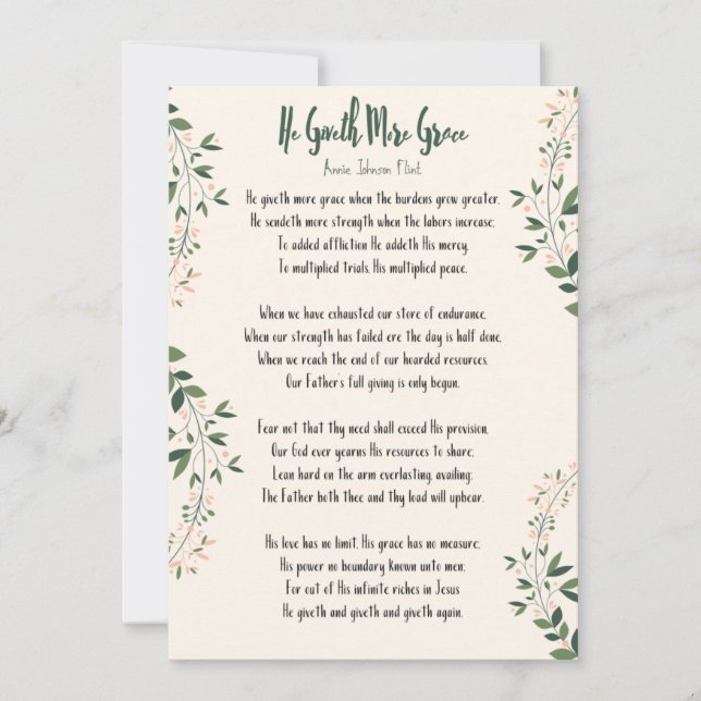 Card Annie Johnson Flint - "Han ger mer respit" (Framsida)