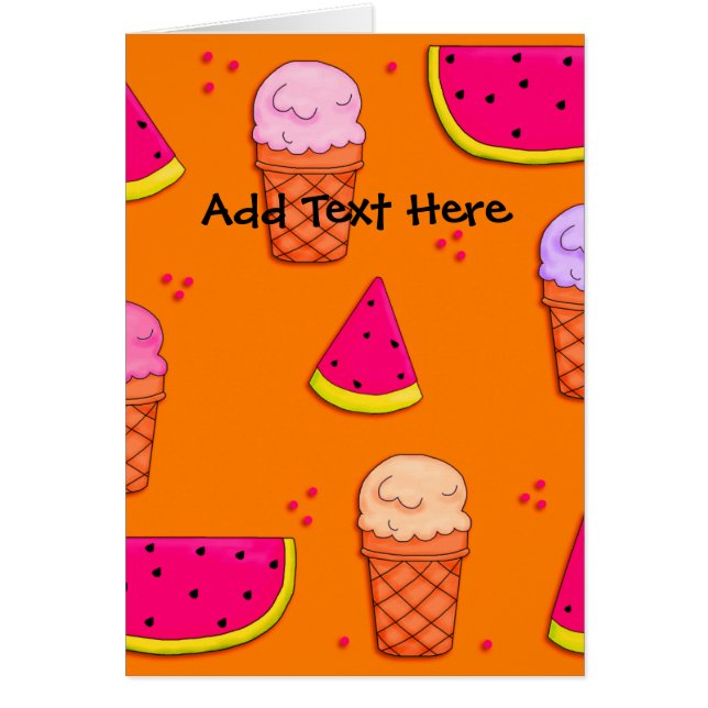 Card Barn Ice Cream Watermelon Orange Hälsningskort (Framsidan)