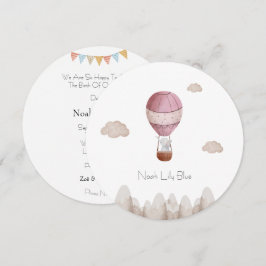 Card (Circle) - Birth Announcement Elephant Inbjudningar