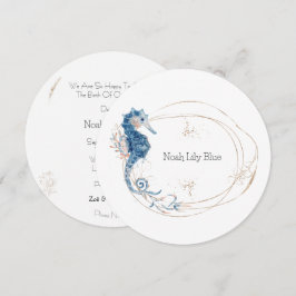 Card (Circle) - Birth Announcement Ocean Kaart Inbjudningar