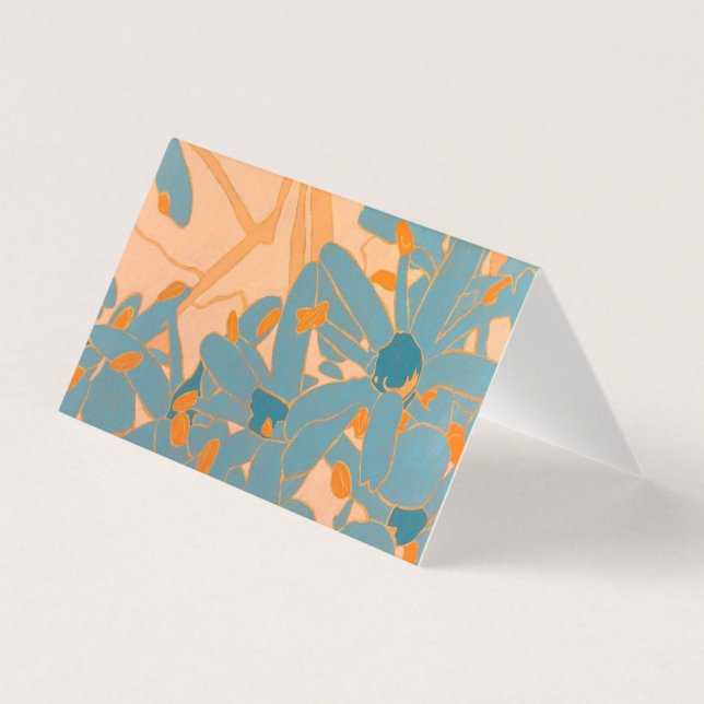 Card Contemporary Leaf Design in Peach Kort (Framsida)