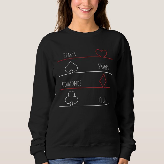 Card Games Poker Hearts Spades Diamonds Clubs T Shirt (Framsida)