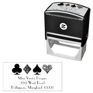 Card Kostym Casino Las Vegas Returadress Självfärgande Stämpel