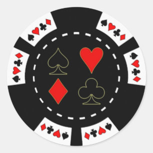 Card Kostym Poker Chip Runt Klistermärke