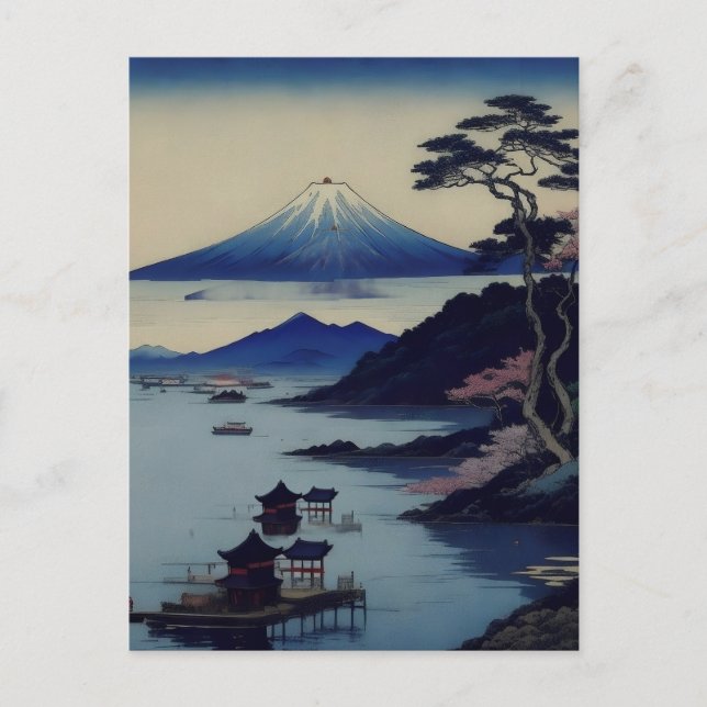 Card - Lake, Pine and Mountain - Japan Vykort (Framsida)