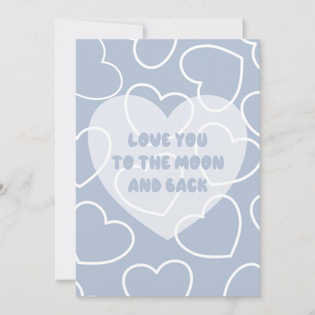 Card Love you to the moon and back ( Blue) Kort (Framsida)