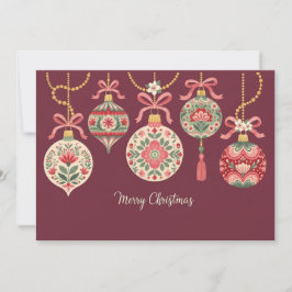 Card of Christmas Ornaments  With Floral Patterns Anteckningskort