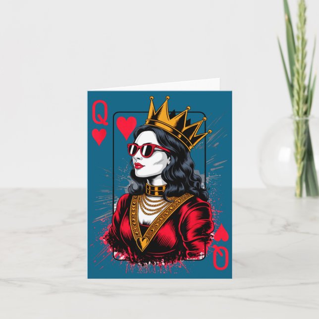 Card Queen Valentines Hearts Nation Kort (Framsida)