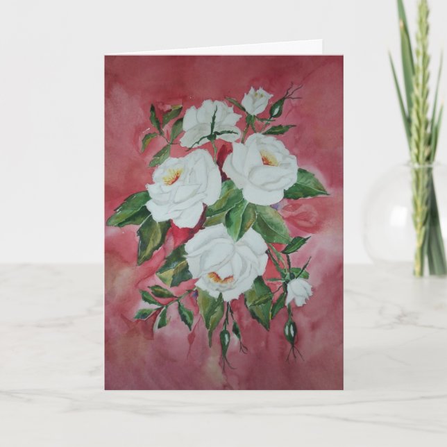 Card Vit ros Kort (Framsida)