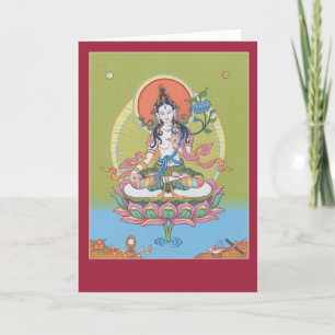 CARD vit Tara - med förklaring och mantra Kort