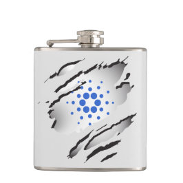 Cardano Torn Image and Logotyp Flask Fickplunta