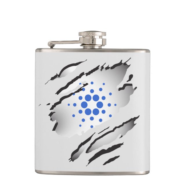 Cardano Torn Image and Logotyp Flask Fickplunta (Framsidan)