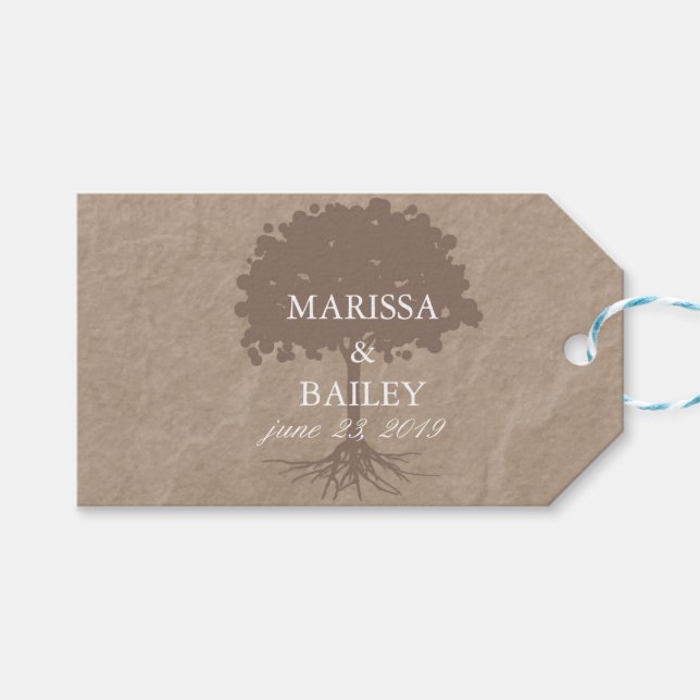 Cardboardand Träd Bröllop Tack Märkrn Presentetikett (Framsidan (Horisontell))