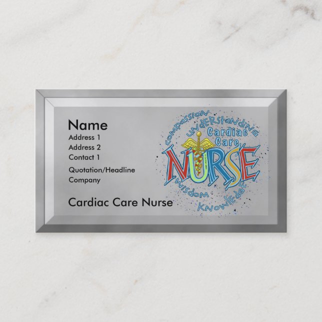 Cardiac Care Nurse Motto Visitkort (Framsida)