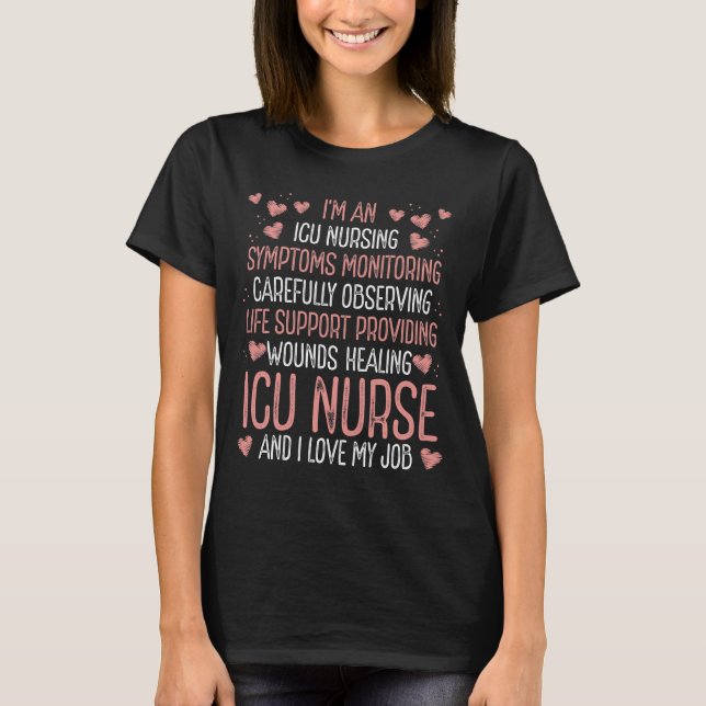 Cardiac ICU Nurse Badge Reel ICU Nursing T Shirt (Framsida)