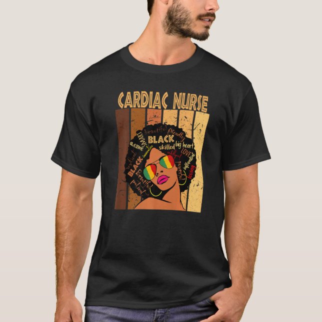 Cardiac Nurse Afro African American Black History T Shirt (Framsida)