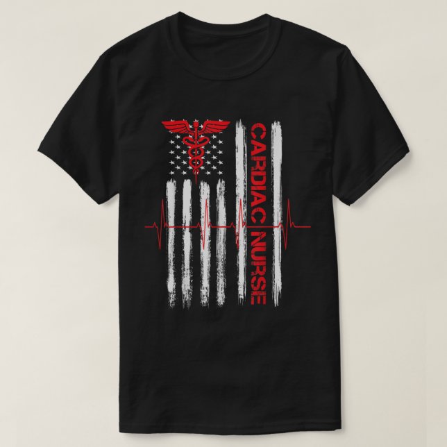 Cardiac Nurse American Flagga Patriotic Registered T Shirt (Design framsida)
