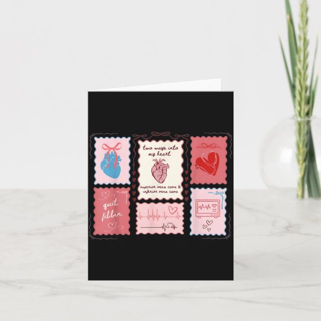 Cardiac Nurse Scalloped Stamp Heart Anatomy Coquet Kort (Framsida)