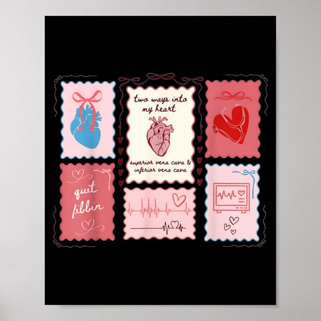 Cardiac Nurse Scalloped Stamp Heart Anatomy Coquet Poster (Framsidan)