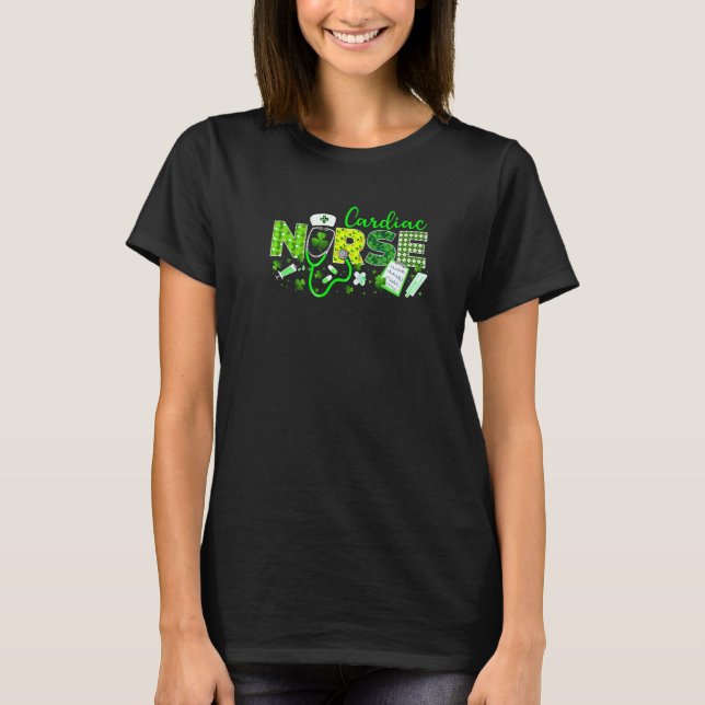Cardiac Nurse St. Patricks Day Kärlek Stethoscope  T Shirt (Framsida)