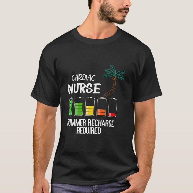 Cardiac Nurse Summer Vacation Recharge Nurse T Shirt (Framsida)